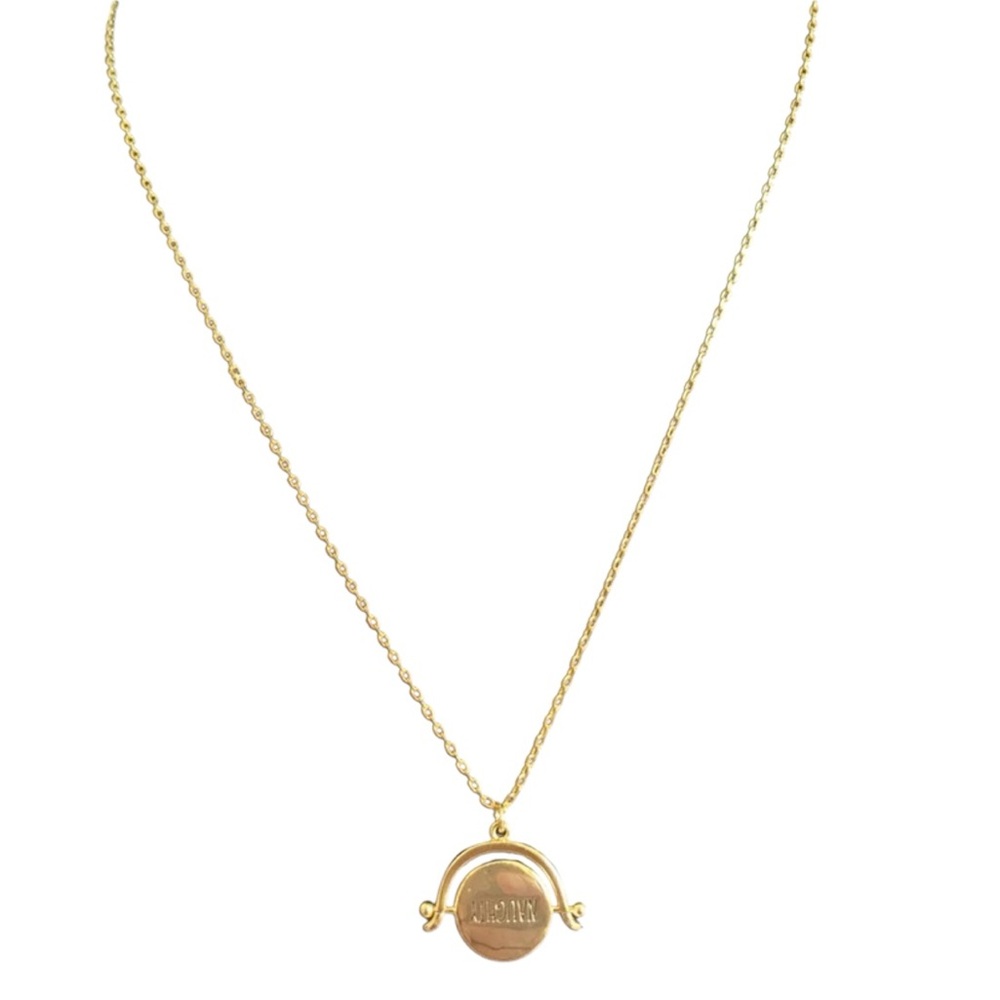 RAE DUNN Nice Naughty Gold Tone Pendant Necklace